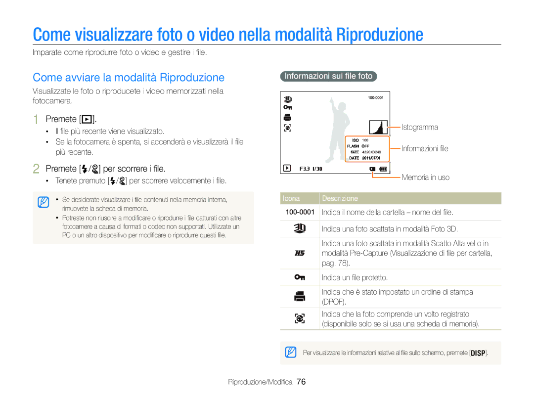 Samsung EC-ST96ZZBPBE1 Come visualizzare foto o video nella modalità Riproduzione, Come avviare la modalità Riproduzione 