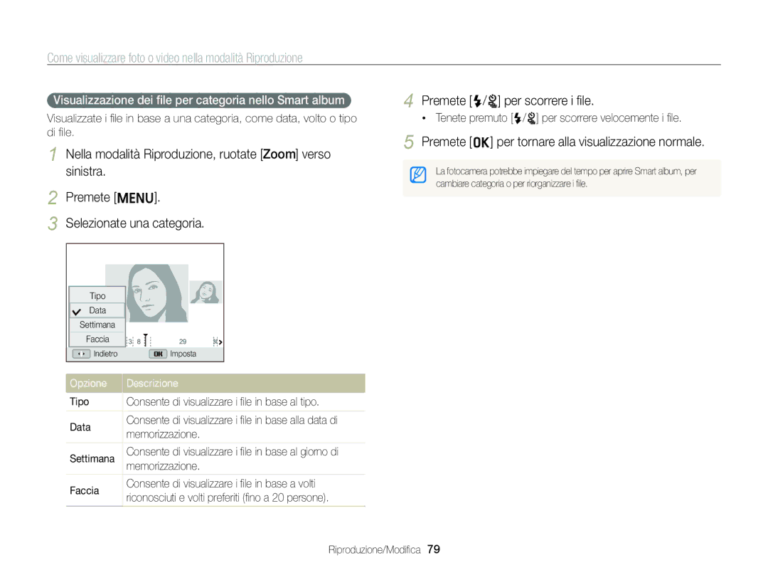 Samsung EC-ST96ZZBPBE1 manual Premete o per tornare alla visualizzazione normale 