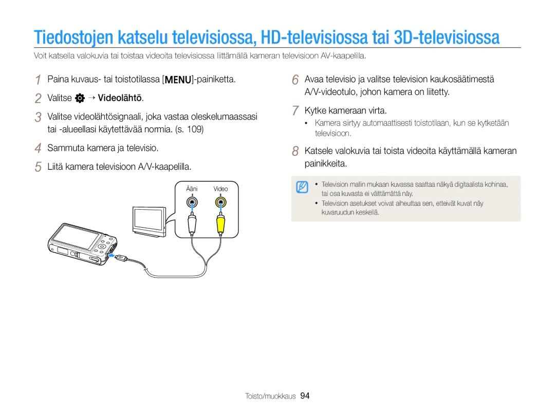 Samsung EC-ST96ZZBPBE2 manual Kytke kameraan virta 