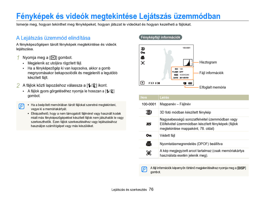 Samsung EC-ST96ZZBPBE2 manual Fényképek és videók megtekintése Lejátszás üzemmódban, Nyomja meg a P gombot 