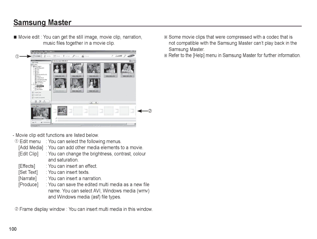 Samsung EC-TL90ZZBPR manual Edit Clip, Saturation, Windows media asf file types, Add Media 