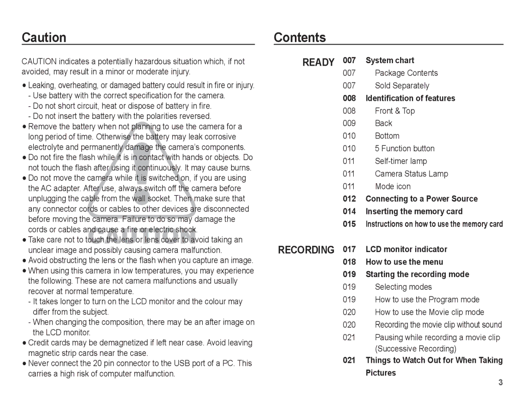 Samsung EC-TL90ZZBPR manual Contents 