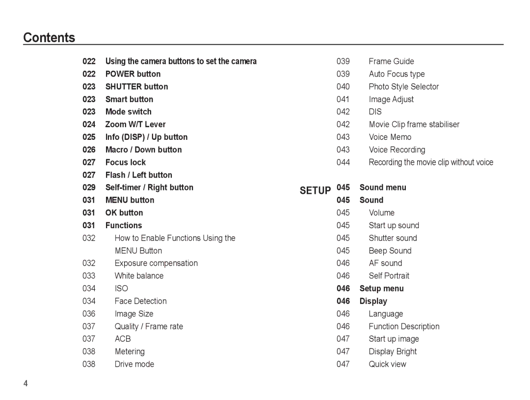 Samsung EC-TL90ZZBPR Frame Guide, Auto Focus type, Photo Style Selector, Image Adjust, 042, Movie Clip frame stabiliser 