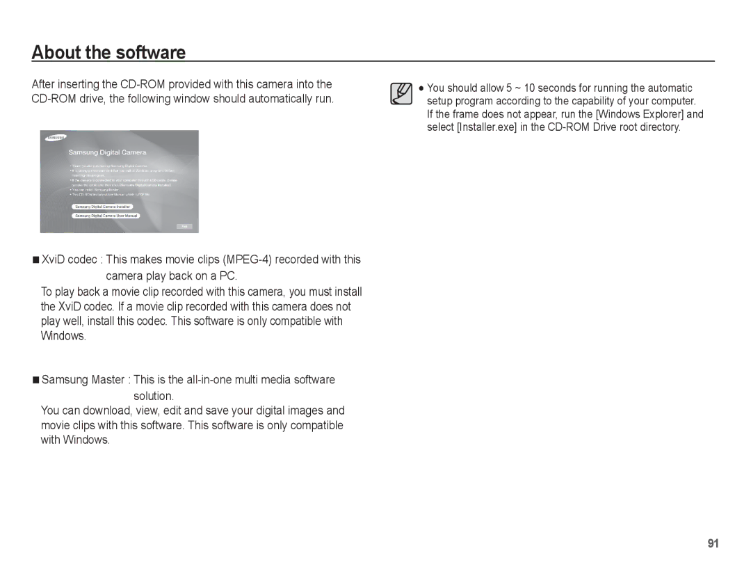 Samsung EC-TL90ZZBPR manual About the software 