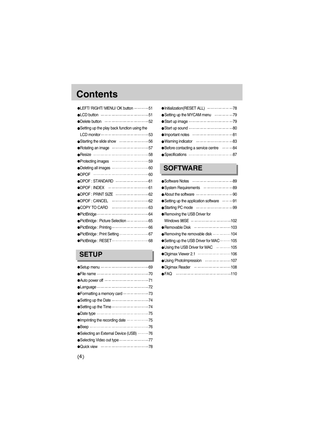 Samsung EC-A400ZSBA/US, EC-UC501SBA/US Dpof Dpof Standard, Dpof Index, Dpof Print Size, Dpof Cancel, Copy to Card, Faq 