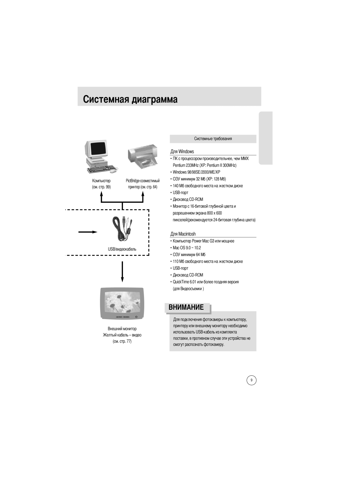 Samsung EC-A400ZSBB/US, EC-UC501SBA/US Windows 98/98SE/2000/ME/XP, См. стр, 140, USB-порт, Разрешением экрана 800 x, Для 