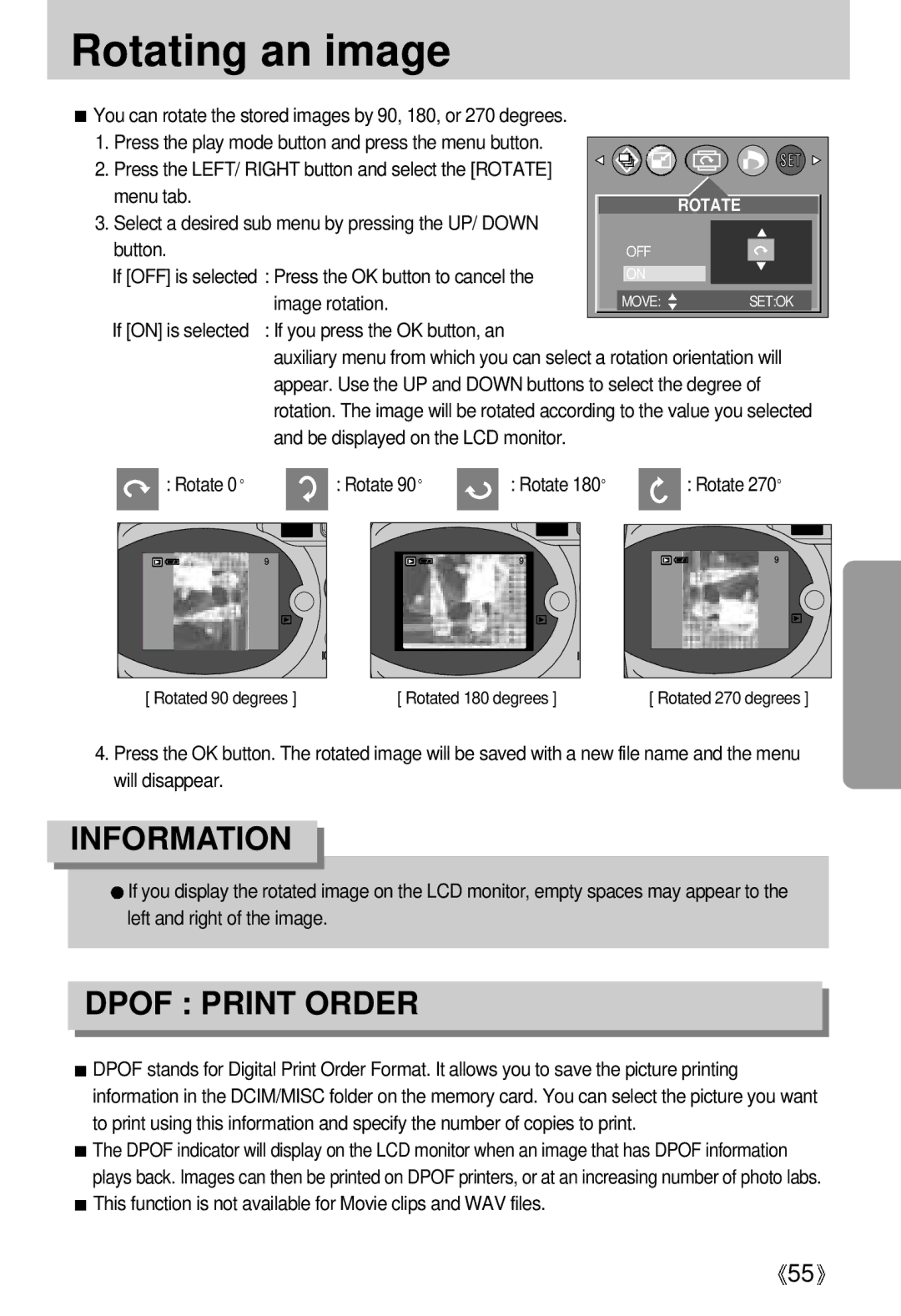 Samsung EC-UCA4ZSBA/GB, EC-UCA4ZSAA, EC-UCA4ZSBA/DE, EC-UCA4ZSBA/US, EC-UCA4ZSAB, EC-UCA4ZSBA/FR Rotating an image, Rotate 