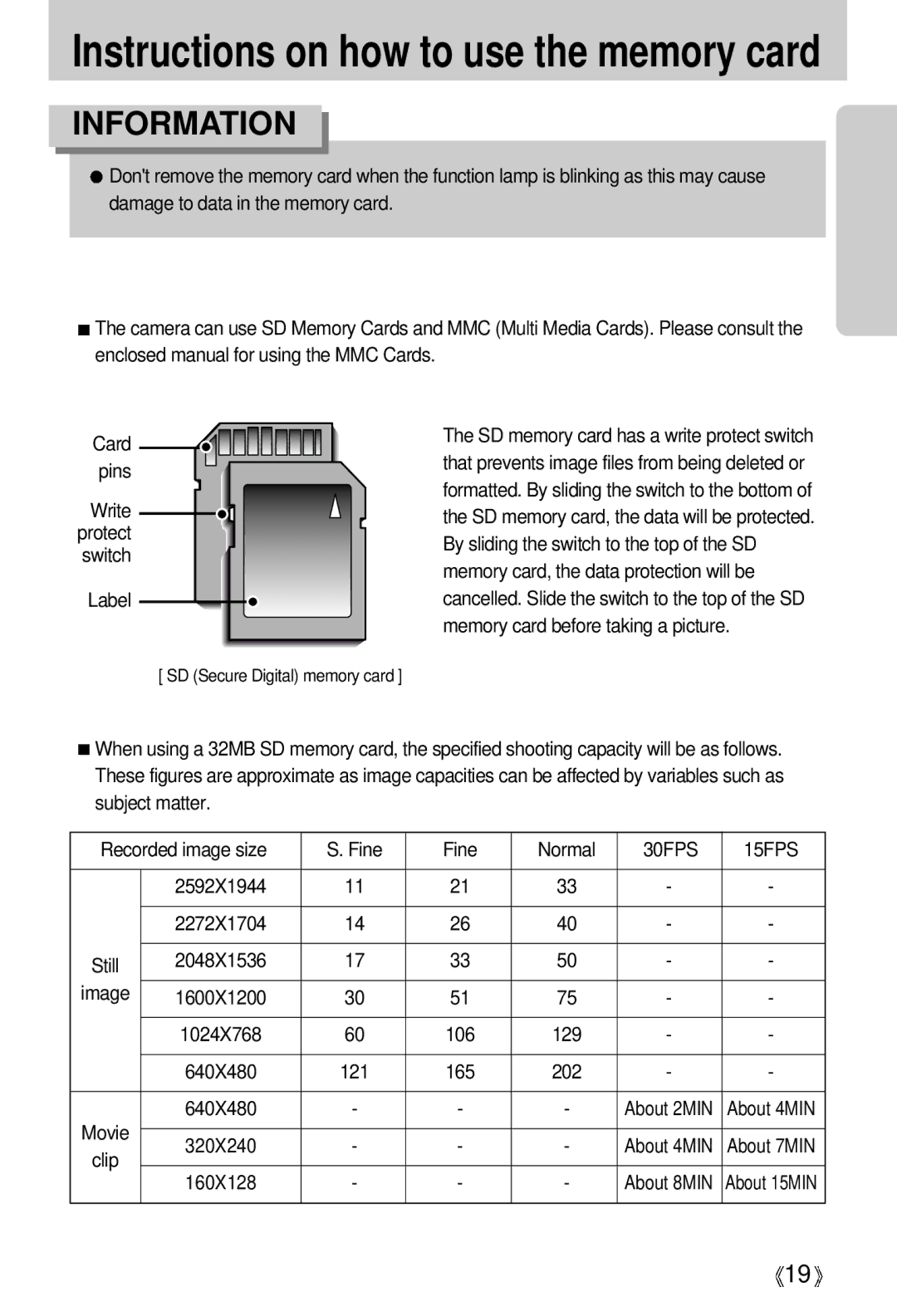 Samsung EC-UCA5ZRBA/E1, EC-UCA5ZEBA/DE, EC-UCA5ZEBB/FR, EC-UCA5ZEBC/FR manual Instructions on how to use the memory card 