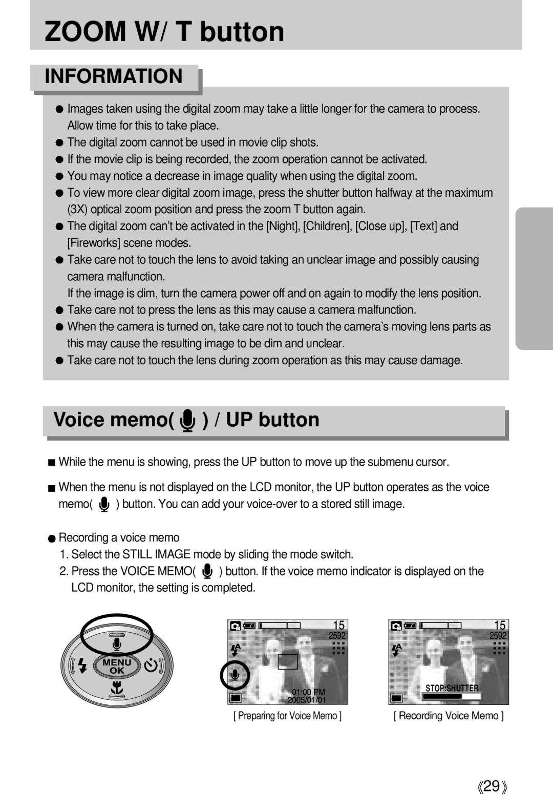 Samsung EC-UCA5ZSAA, EC-UCA5ZEBA/DE, EC-UCA5ZEBB/FR, EC-UCA5ZEBC/FR, EC-UCA5ZEBG/E1, EC-UCA5ZRBB/SP Voice memo / UP button 