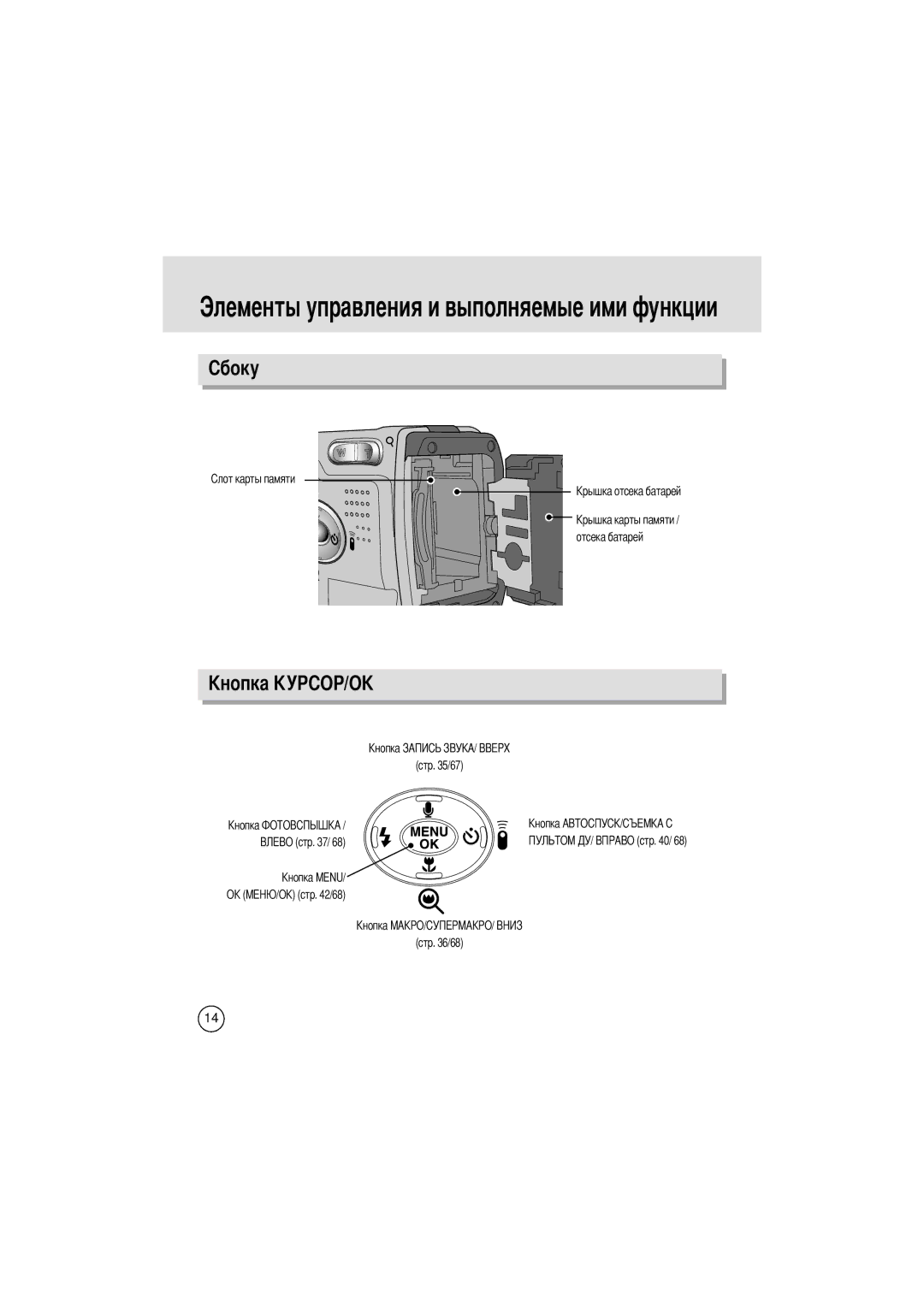 Samsung EC-V400ZSBA/GB manual Отсека батарей Стр /67 Стр /68 