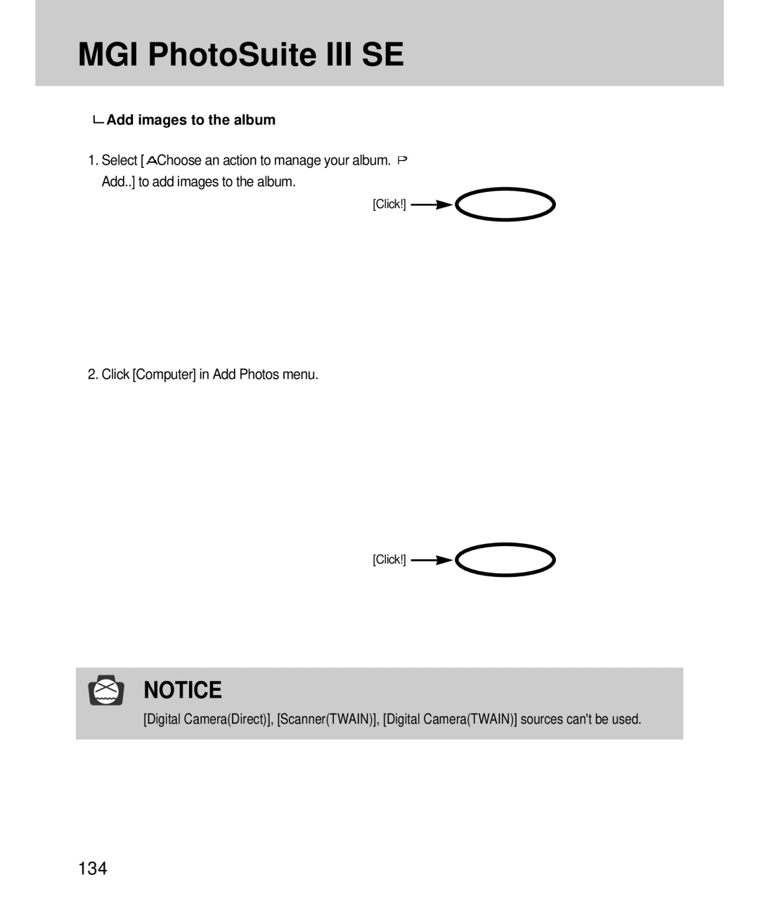 Samsung EC-V4ZZZSBB/US, EC-V4ZZZSBA/DE, EC-V4ZZZSBA/US manual Add images to the album, Click Computer in Add Photos menu 