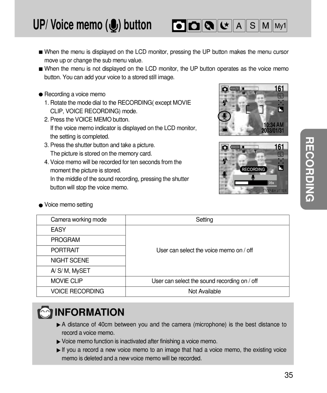 Samsung EC-V4ZZZSBB/FR, EC-V4ZZZSBA/DE, EC-V4ZZZSBA/US, EC-V4ZZZSBB/US, EC-V4ZZZSBA/E1 manual UP/ Voice memo button, M, MySET 