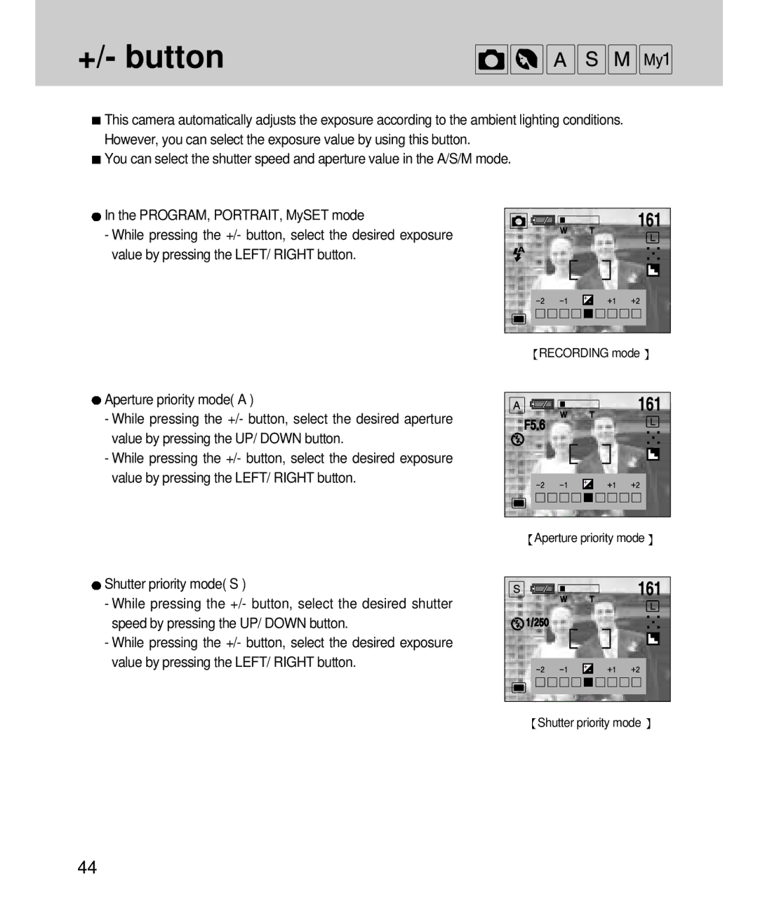 Samsung EC-V4ZZZSBB/US, EC-V4ZZZSBA/DE, EC-V4ZZZSBA/US, EC-V4ZZZSBA/E1, EC-V4ZZZSBA/FR, EC-V4ZZZSBB/FR manual +/- button 