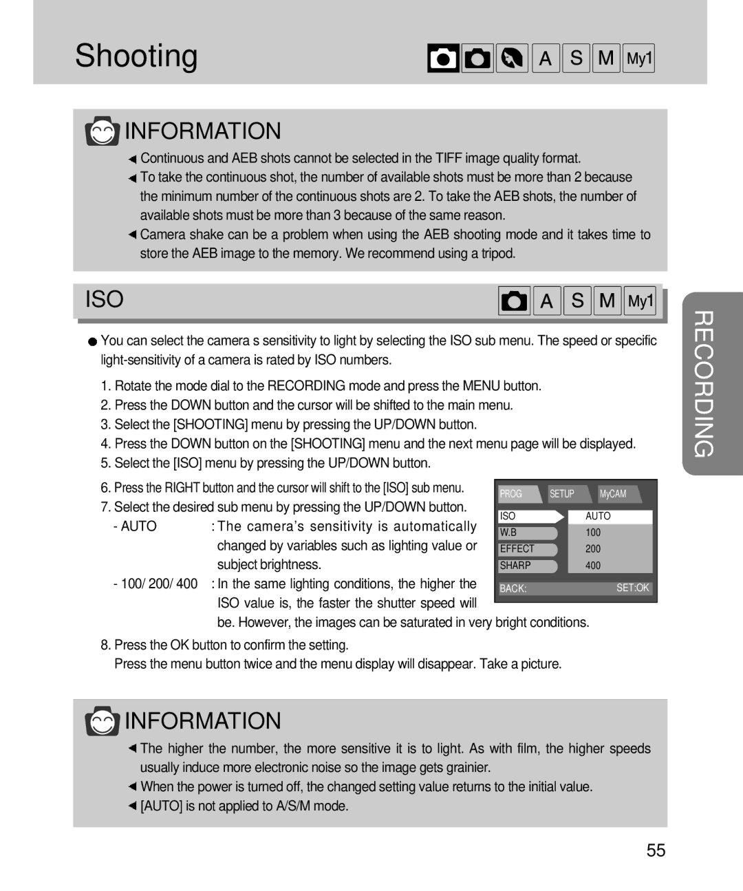 Samsung EC-V4ZZZSBA/US, EC-V4ZZZSBA/DE, EC-V4ZZZSBB/US manual Cameras sensitivity is automatically, Subject brightness 