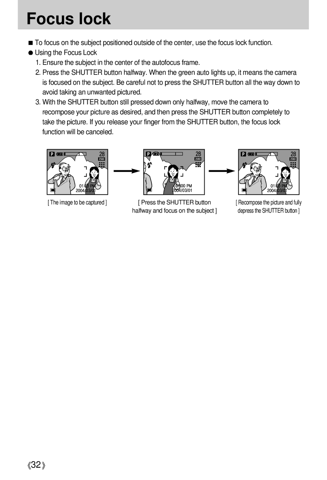 Samsung EC-V5ZZZSBA/US, EC-V5ZZZSAA, EC-V5ZZZSBA/FR, EC-V5ZZZSAB, EC-V5ZZZSBA/GB manual Focus lock 