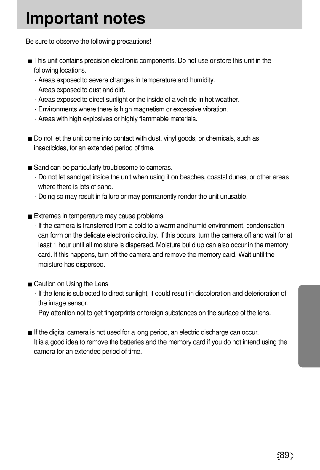 Samsung EC-V5ZZZSBA/GB, EC-V5ZZZSAA, EC-V5ZZZSBA/FR, EC-V5ZZZSBA/US, EC-V5ZZZSAB manual Important notes 