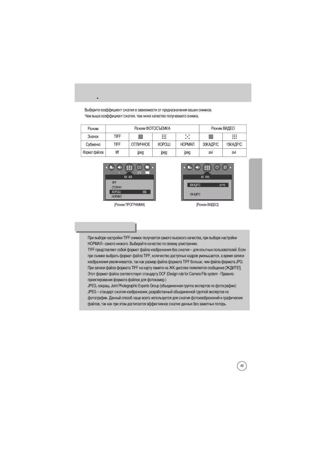 Samsung EC-V5ZZZSBA/GB, EC-V5ZZZSAA, EC-V5ZZZSBA/FR, EC-V5ZZZSBA/US, EC-V5ZZZSAB manual Jpeg Avi 