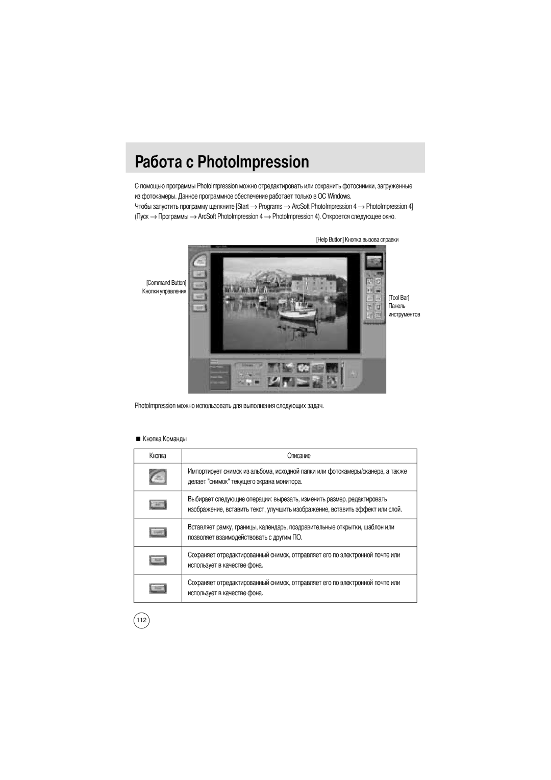 Samsung EC-V6ZZZABA/GB, EC-V6ZZZAAA, EC-V6ZZZABA/FR, EC-V6ZZZABA/US manual Абота с PhotoImpression, Из фотокамеры 