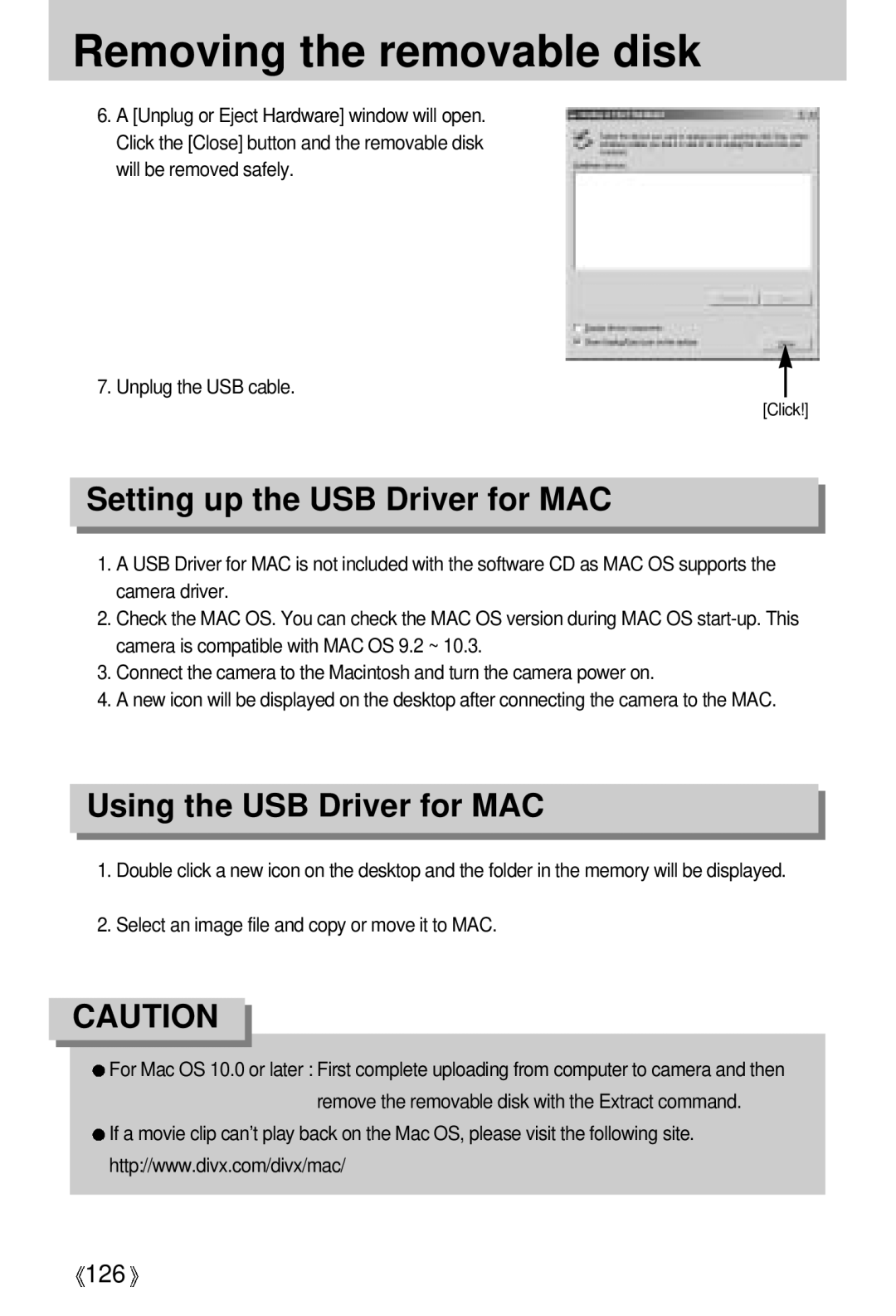 Samsung EC-V700ZUBB/E1, EC-V700ZSBA/FR, EC-V700ZSBA/GB manual Setting up the USB Driver for MAC, Using the USB Driver for MAC 