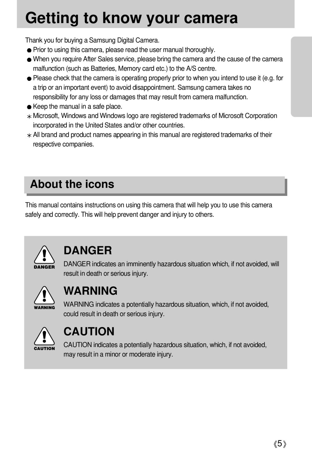 Samsung EC-V700ZRBA/US, EC-V700ZSBA/FR, EC-V700ZSBA/GB, EC-V700ZUBA/E1 manual Getting to know your camera, About the icons 