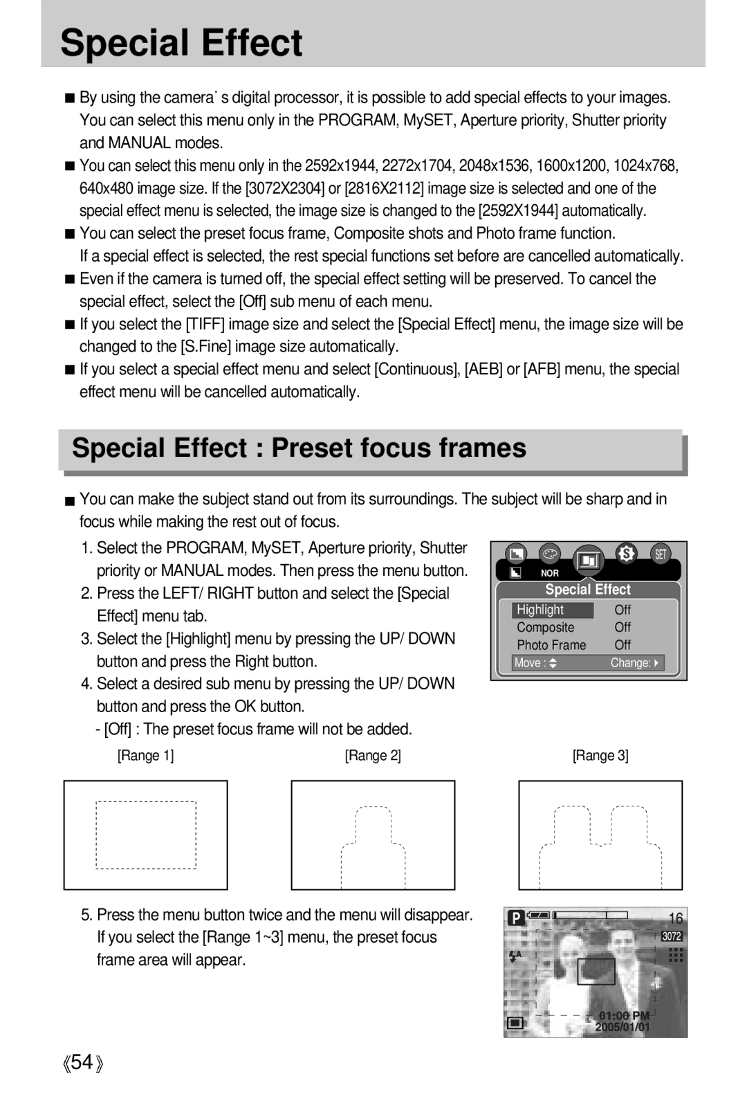 Samsung EC-V700ZRAA, EC-V700ZSBA/FR, EC-V700ZSBA/GB, EC-V700ZUBA/E1, EC-V700ZRBB/E1 Special Effect Preset focus frames 