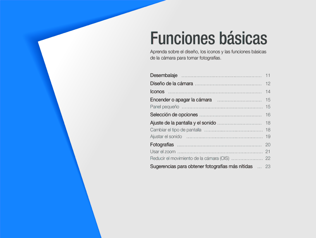 Samsung EC-WB100SBP/E1, EC-WB1000BPBE1, EC-WB100BBP/E1 manual Funciones básicas 