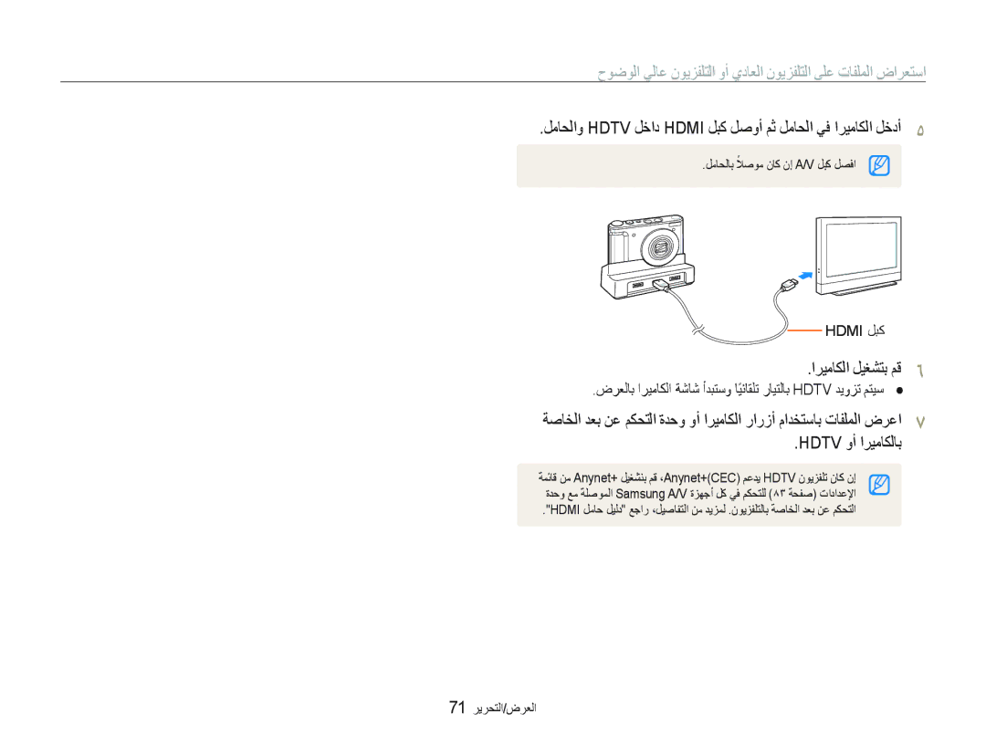 Samsung EC-WB1000BPBE1 ﻞﻣﺎﺤﻟﺍﻭ Hdtv ﻞﺧﺍﺩ Hdmi ﻞﺒﻛ ﻞﺻﻭﺃ ﻢﺛ ﻞﻣﺎﺤﻟﺍ ﻲﻓ ﺍﺮﻴﻣﺎﻜﻟﺍ ﻞﺧﺩﺃ, ﺍﺮﻴﻣﺎﻜﻟﺍ ﻞﻴﻐﺸﺘﺑ ﻢﻗ, Hdtv ﻭﺃ ﺍﺮﻴﻣﺎﻜﻟﺎﺑ 