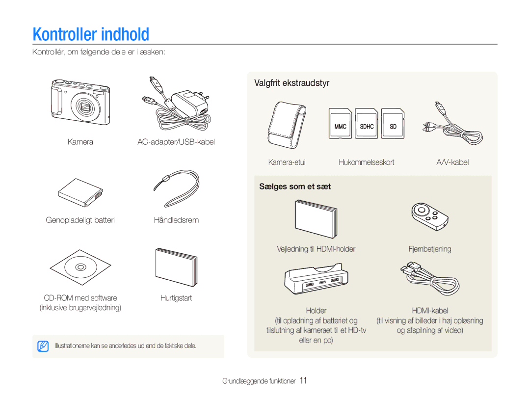 Samsung EC-WB1000BPBE2, EC-WB100BBP/E2, EC-WB1000BPSE2 manual Valgfrit ekstraudstyr 