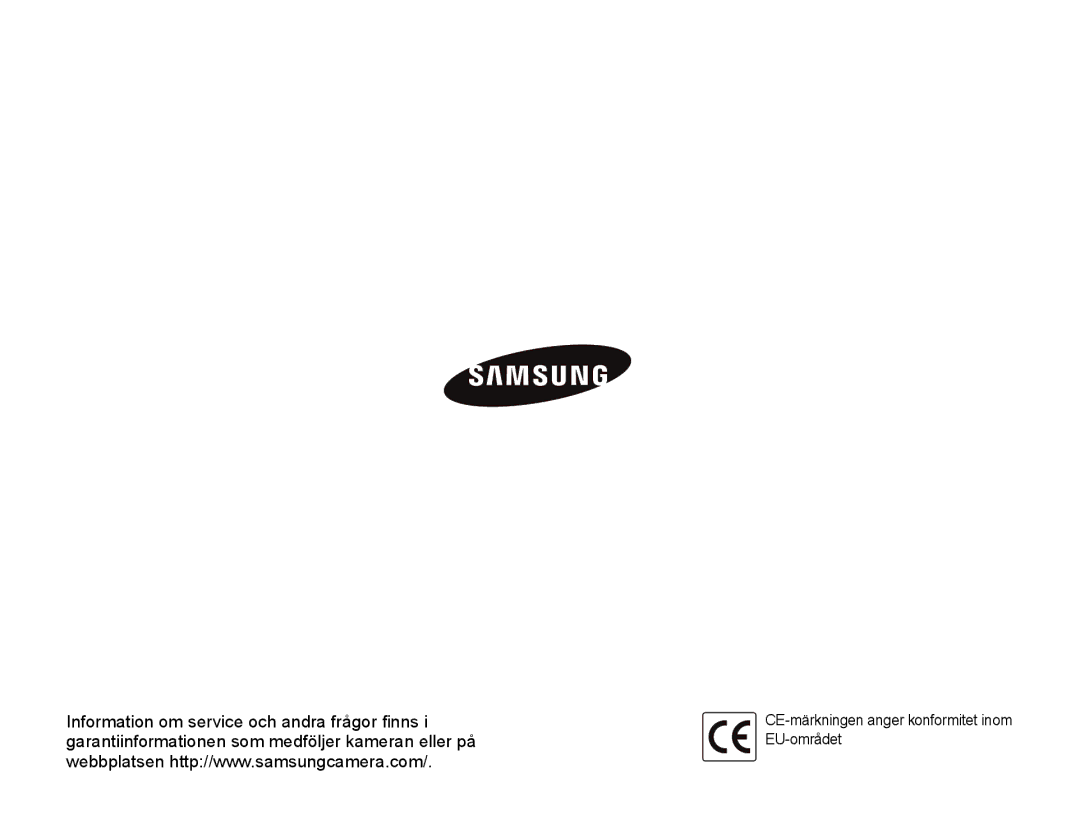 Samsung EC-WB1000BPBE2, EC-WB100BBP/E2, EC-WB1000BPSE2 manual CE-märkningen anger konformitet inom EU-området 