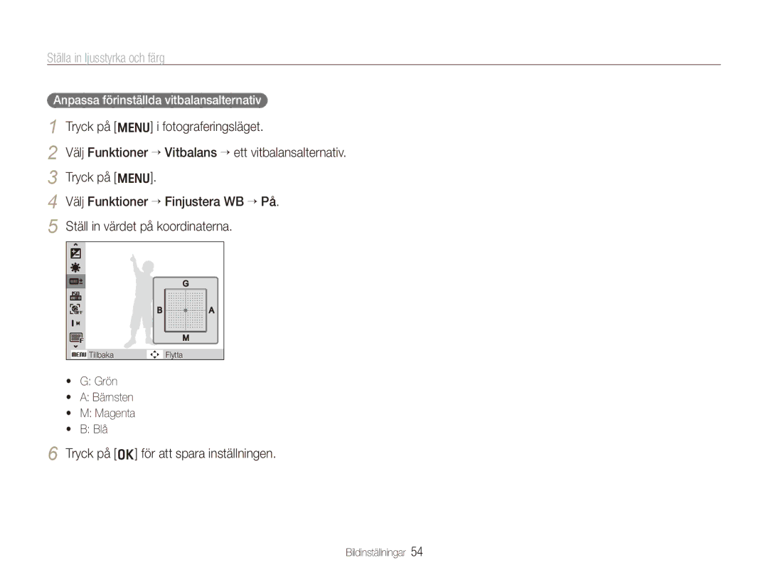 Samsung EC-WB100BBP/E2, EC-WB1000BPBE2, EC-WB1000BPSE2 manual Tryck på o för att spara inställningen 