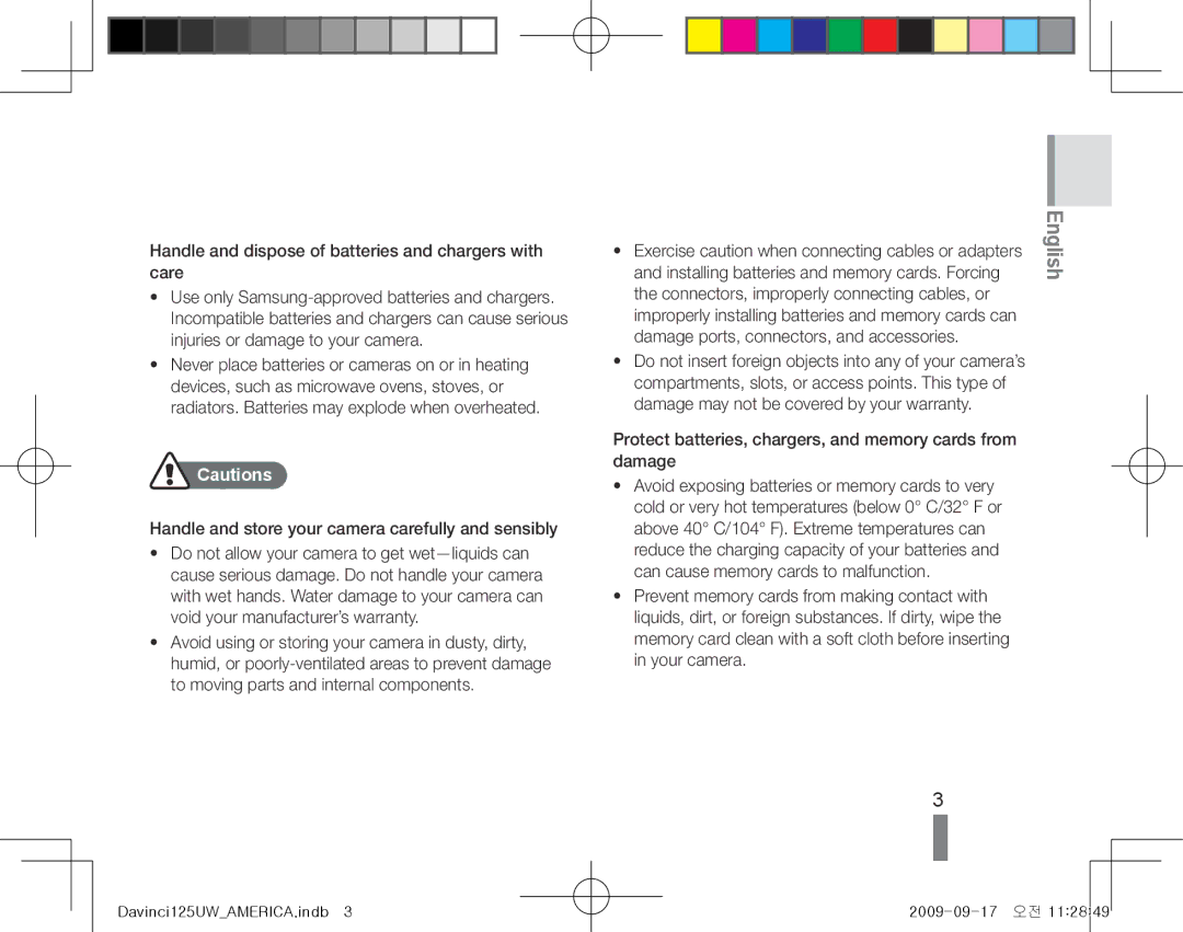 Samsung EC-WB1000BPSFR, EC-WB1000BPBFR, EC-WB100BBP/FR manual Protect batteries, chargers, and memory cards from damage 