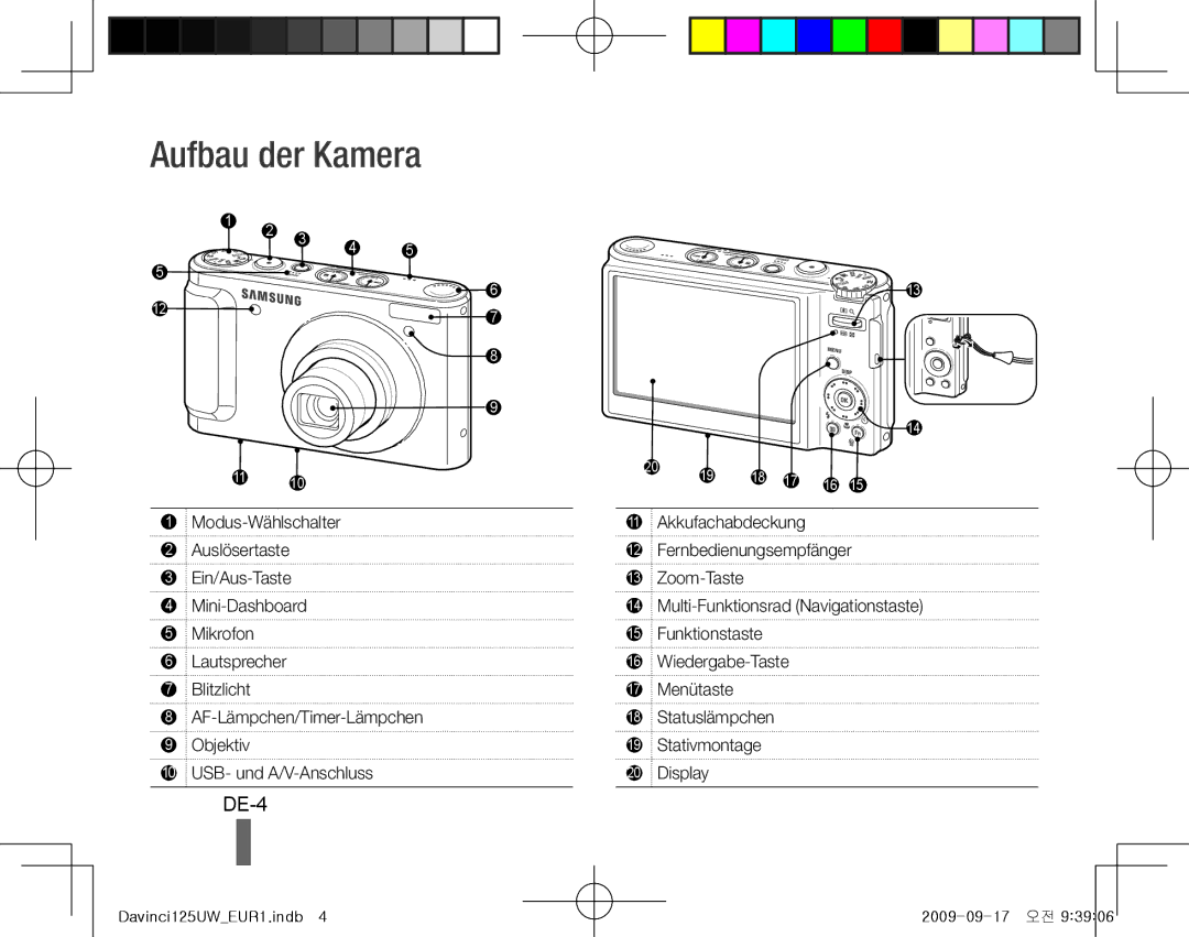 Samsung EC-WB1000BPBGB, EC-WB1000BPBFR, EC-WB100BBP/FR, EC-WB1000BPBE1, EC-WB1000BPSFR, EC-WB100SBP/FR Aufbau der Kamera, DE-4 