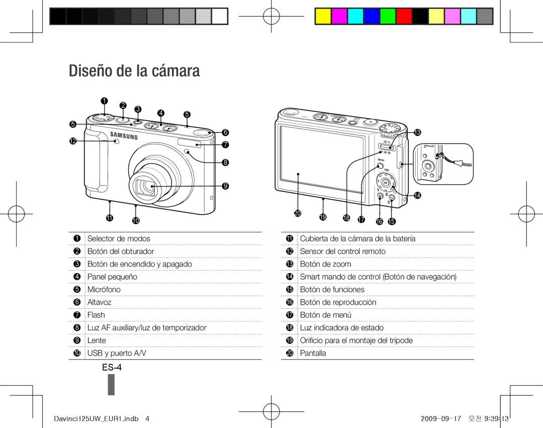 Samsung EC-WB1000BPBIT, EC-WB1000BPBFR, EC-WB100BBP/FR, EC-WB1000BPBE1, EC-WB1000BPSFR manual Diseño de la cámara, ES-4 