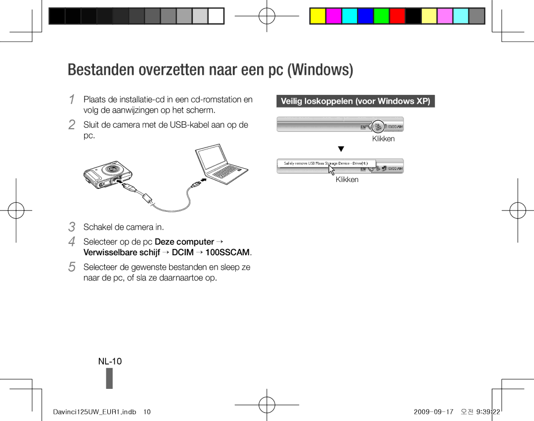 Samsung EC-WB1000BPBIT, EC-WB1000BPBFR Bestanden overzetten naar een pc Windows, NL-10, Veilig loskoppelen voor Windows XP 