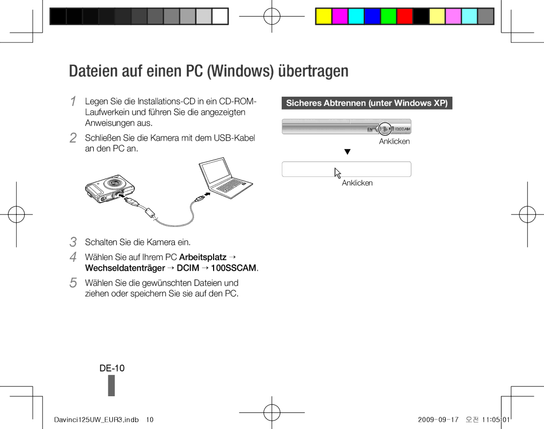 Samsung EC-WB1000BPSE2, EC-WB1000BPBFR Dateien auf einen PC Windows übertragen, DE-10, Sicheres Abtrennen unter Windows XP 