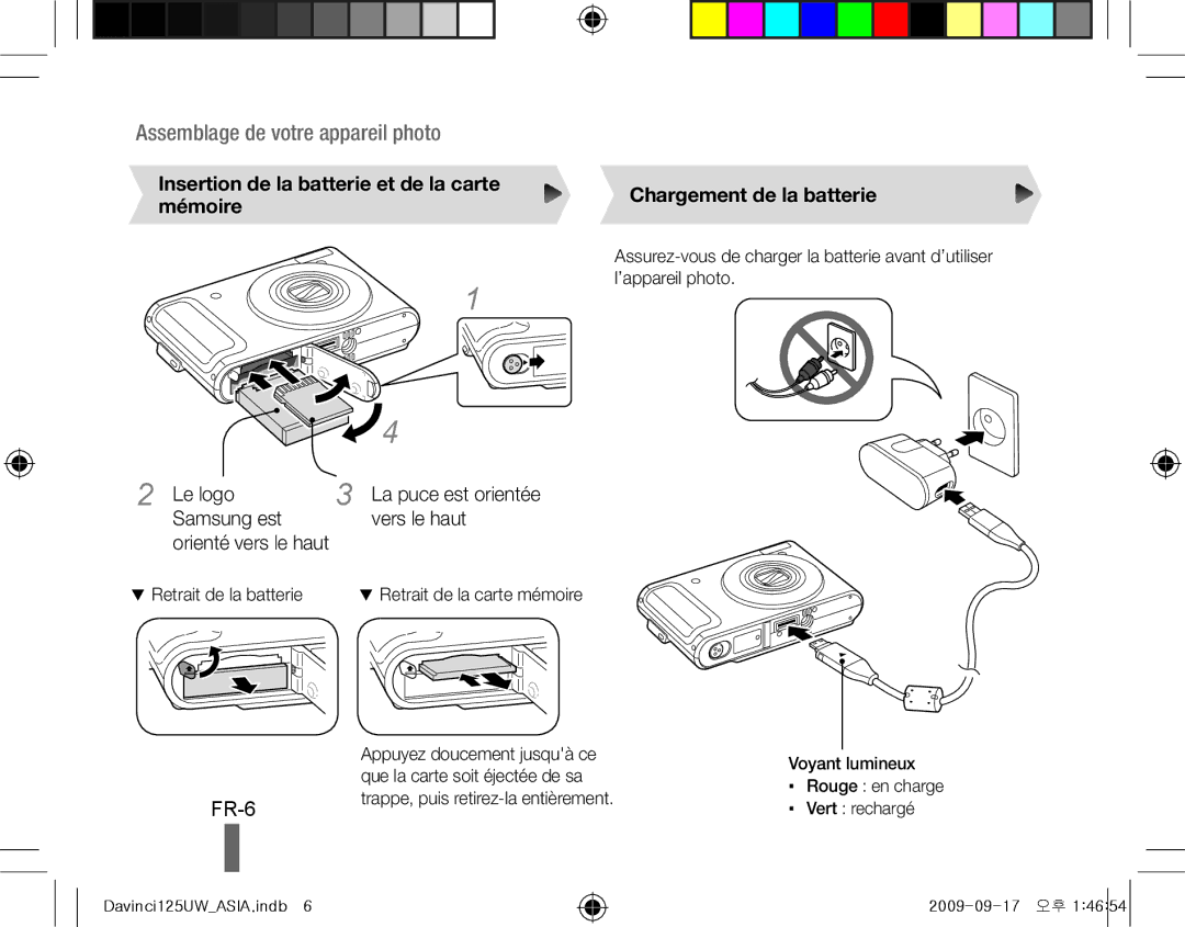 Samsung EC-WB1000BPSE3, EC-WB1000BPBFR FR-6, Le logo Samsung est orienté vers le haut, La puce est orientée vers le haut 