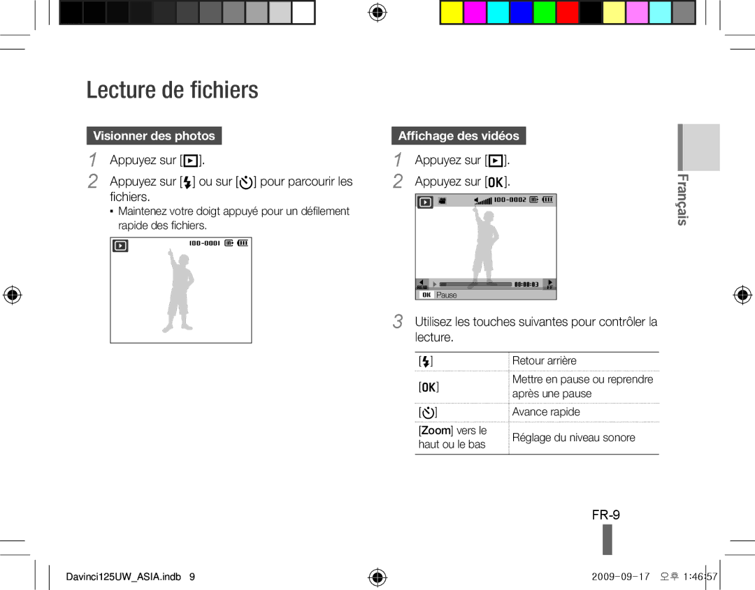 Samsung EC-WB100BBP/E2, EC-WB1000BPBFR, EC-WB100BBP/FR, EC-WB1000BPBE1 manual Lecture de fichiers, FR-9, Visionner des photos 