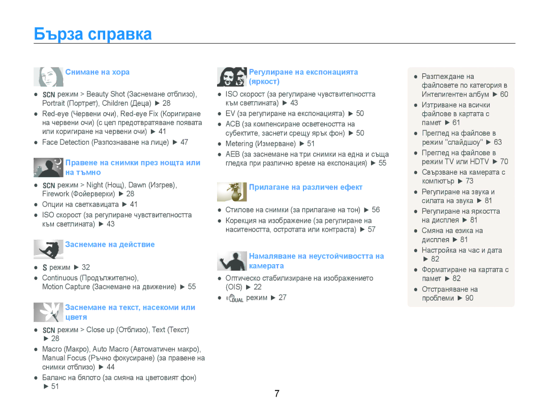 Samsung EC-WB1000BPSE3, EC-WB1000BPBE3 manual Бърза справка, Снимане на хора 