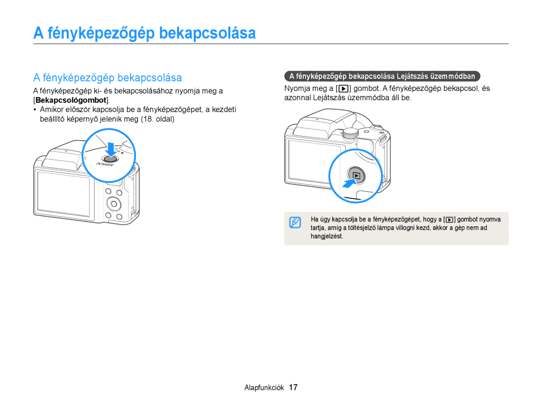 Samsung EC-WB100ZBARE3, EC-WB100ZBABE1, EC-WB100ZBABE3, EC-WB100ZBABE2 Fényképezőgép bekapcsolása Lejátszás üzemmódban 