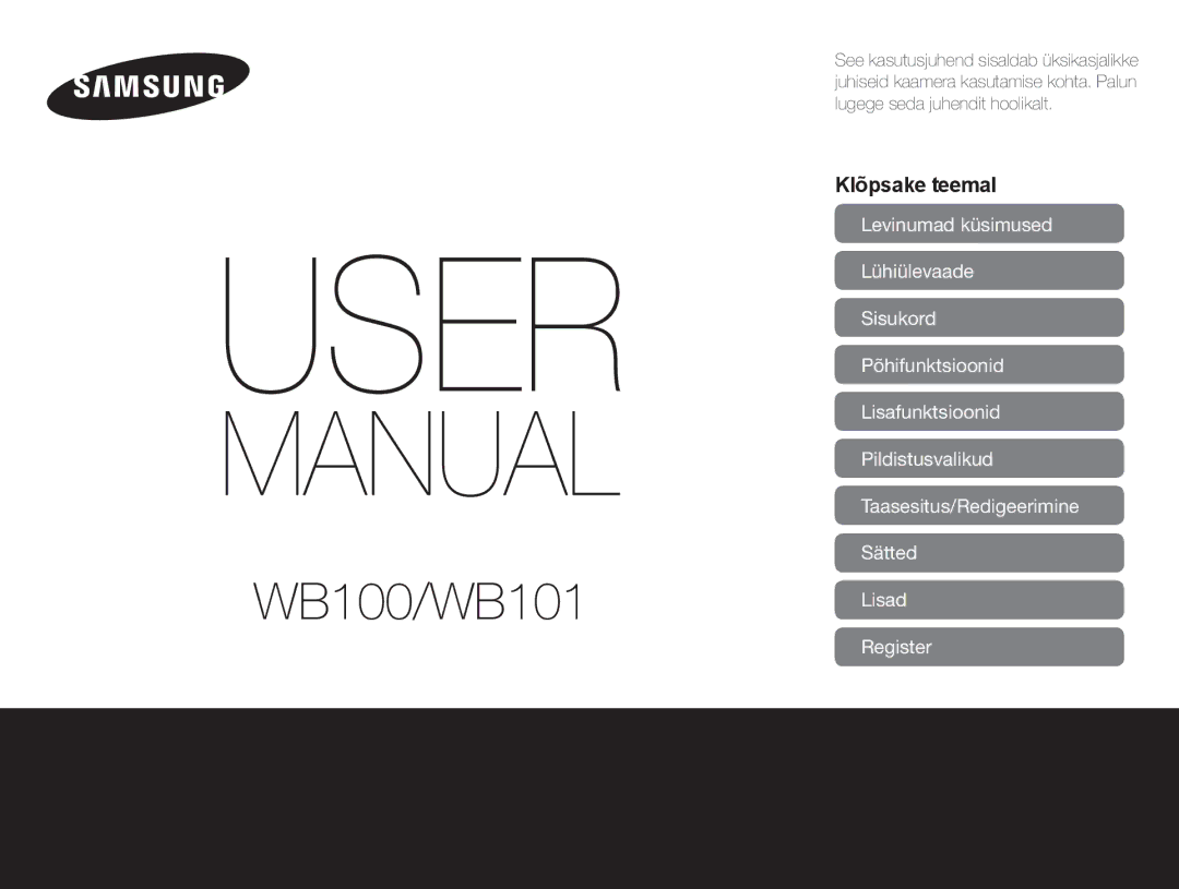 Samsung EC-WB100ZBARE2, EC-WB100ZBABE2 manual Klõpsake teemal, Register 