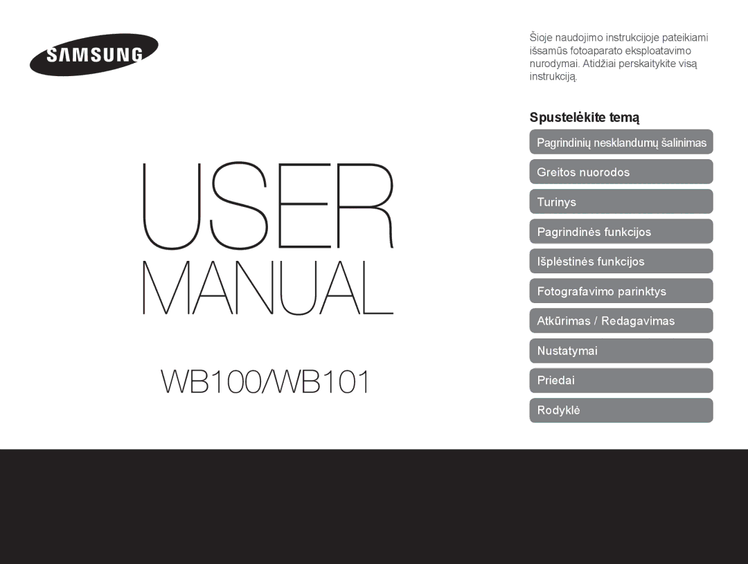 Samsung EC-WB100ZBARE2, EC-WB100ZBABE2 manual WB100/WB101 Priedai 