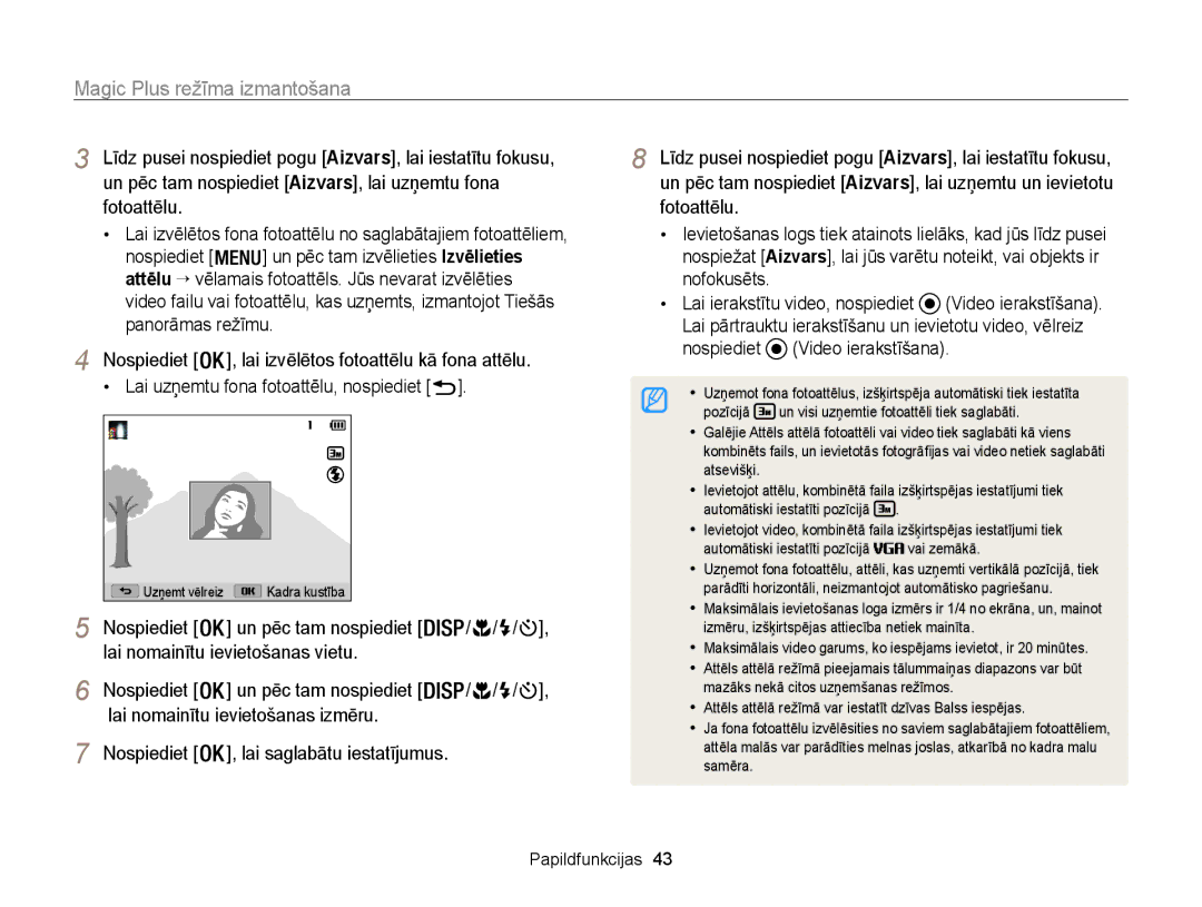 Samsung EC-WB100ZBABE2  / Lai nomainītu ievietošanas vietu Nospiediet,  / Lai nomainītu ievietošanas izmēru Nospiediet 