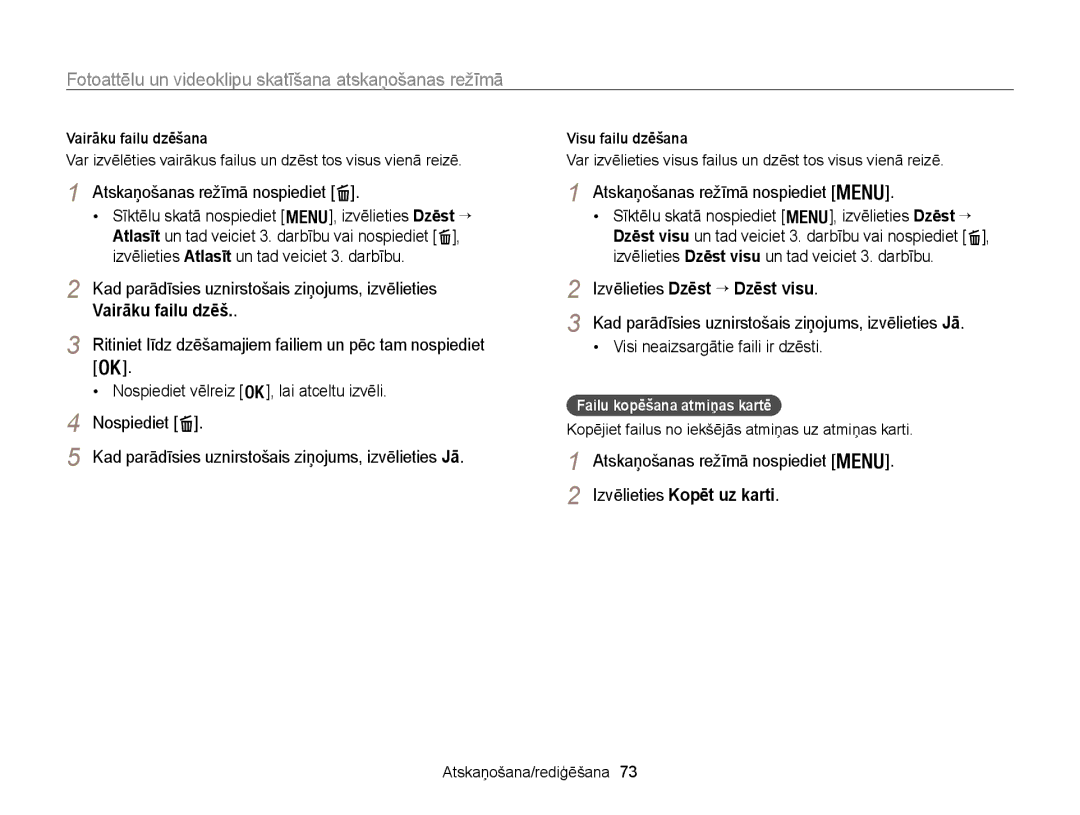 Samsung EC-WB100ZBABE2, EC-WB100ZBARE2 manual Vairāku failu dzēš, Izvēlieties Kopēt uz karti 