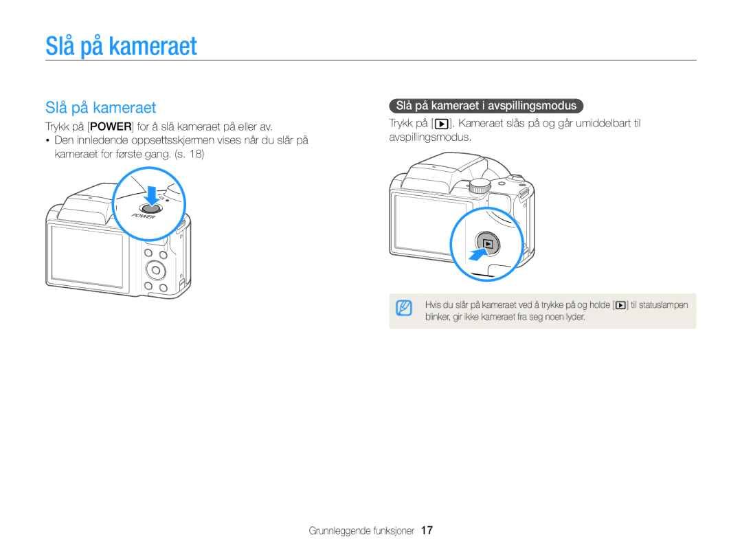 Samsung EC-WB100ZBABE2 manual Slå på kameraet i avspillingsmodus 