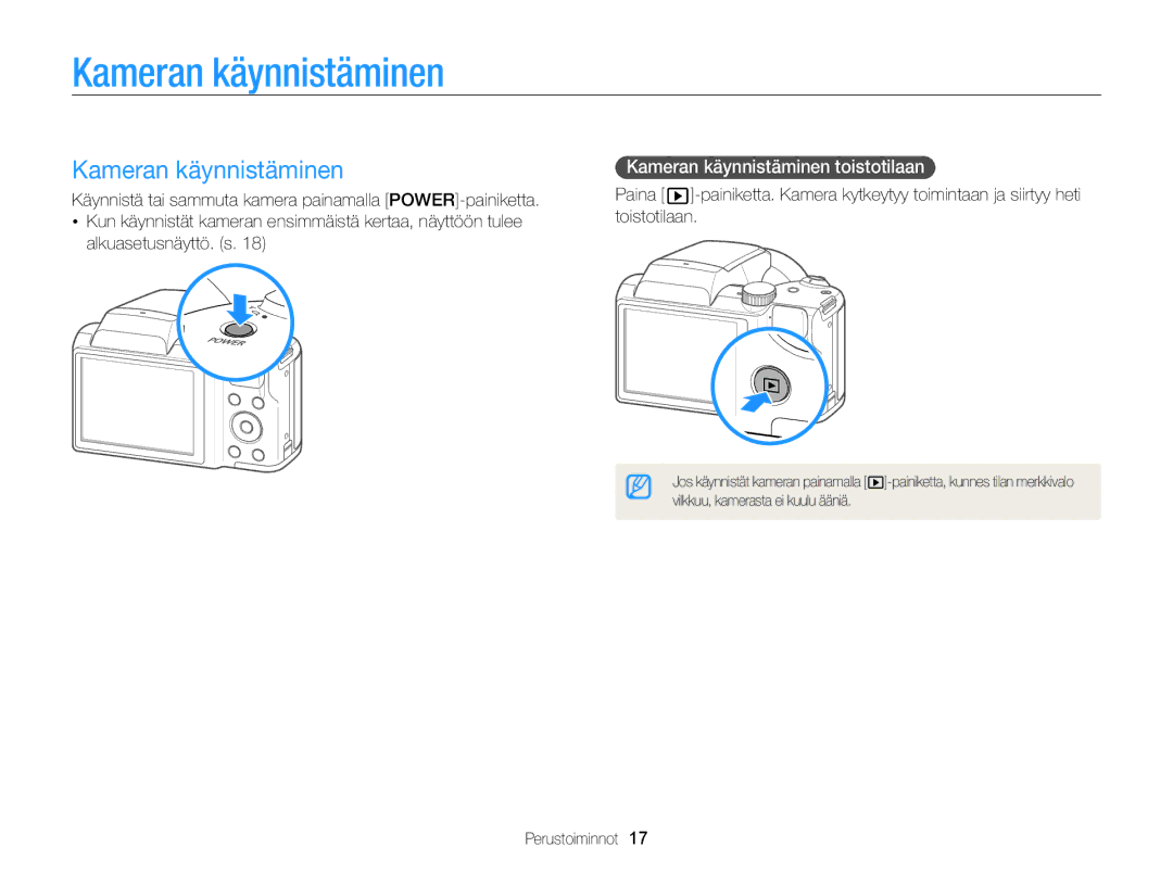 Samsung EC-WB100ZBABE2 manual Kameran käynnistäminen toistotilaan 