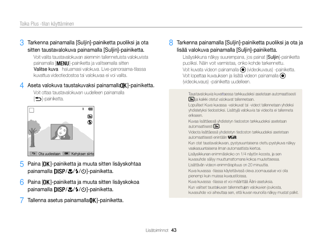 Samsung EC-WB100ZBABE2 manual Tallenna asetus painamalla -painiketta, Painamalla -painiketta ja valitsemalla sitten 