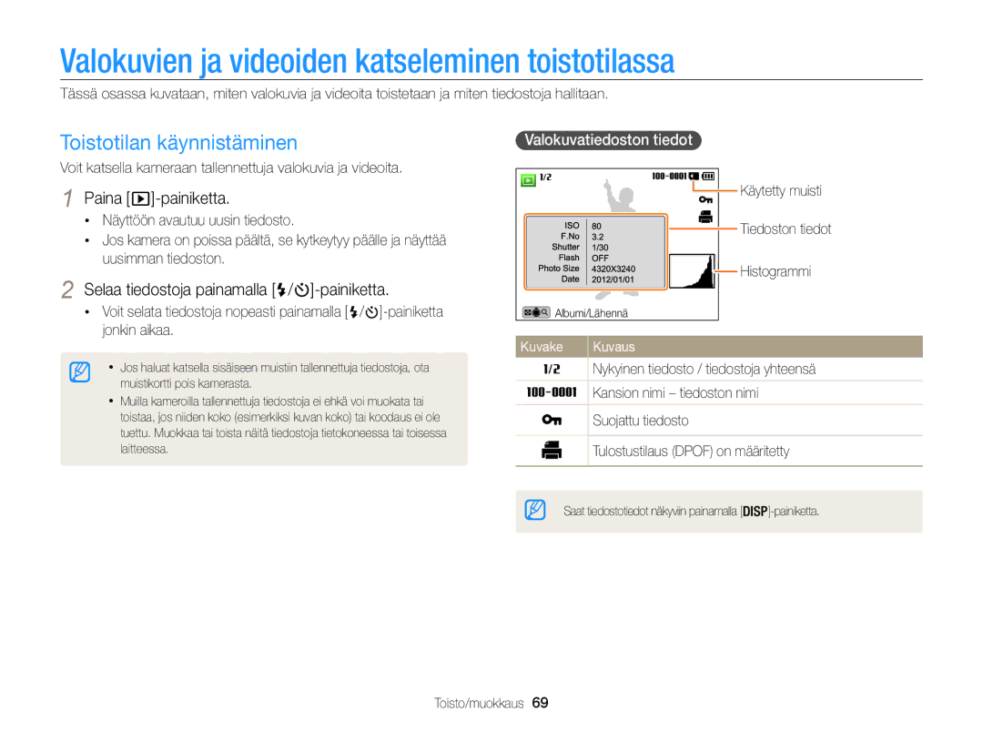 Samsung EC-WB100ZBABE2 manual Valokuvien ja videoiden katseleminen toistotilassa, Toistotilan käynnistäminen 