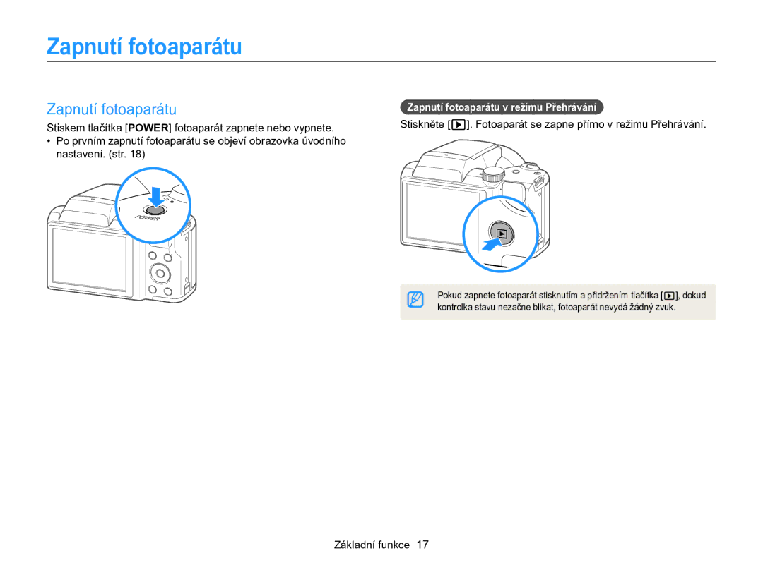 Samsung EC-WB100ZBABE3, EC-WB100ZBARE3 manual Zapnutí fotoaparátu v režimu Přehrávání 