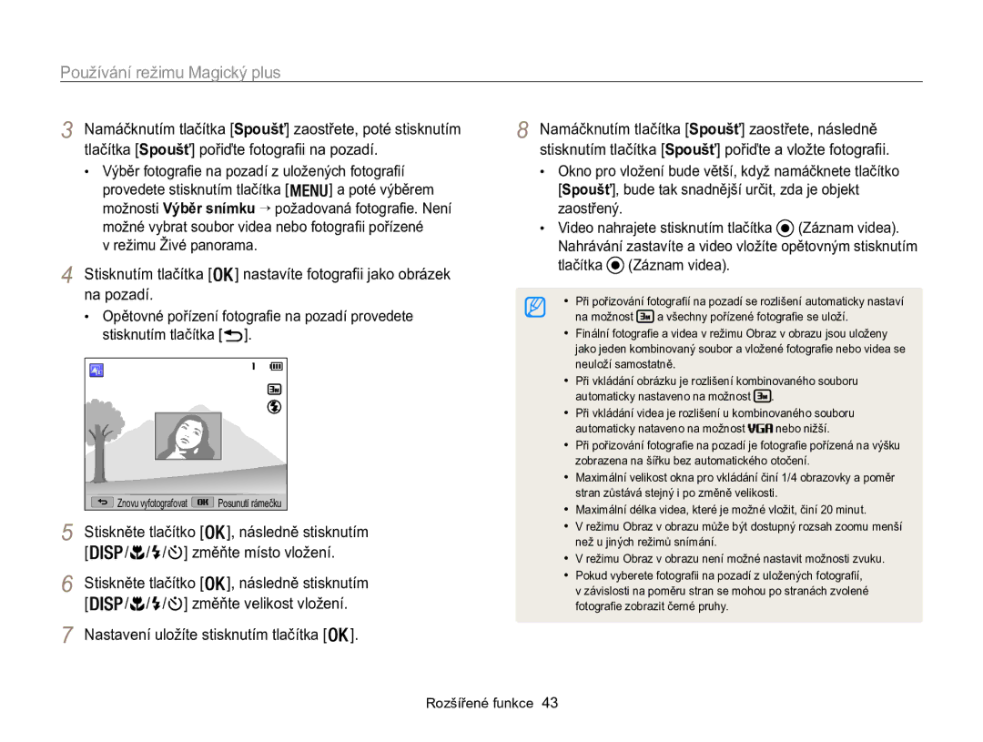 Samsung EC-WB100ZBABE3 manual Výběr fotografie na pozadí z uložených fotografií, Nastavení uložíte stisknutím tlačítka 