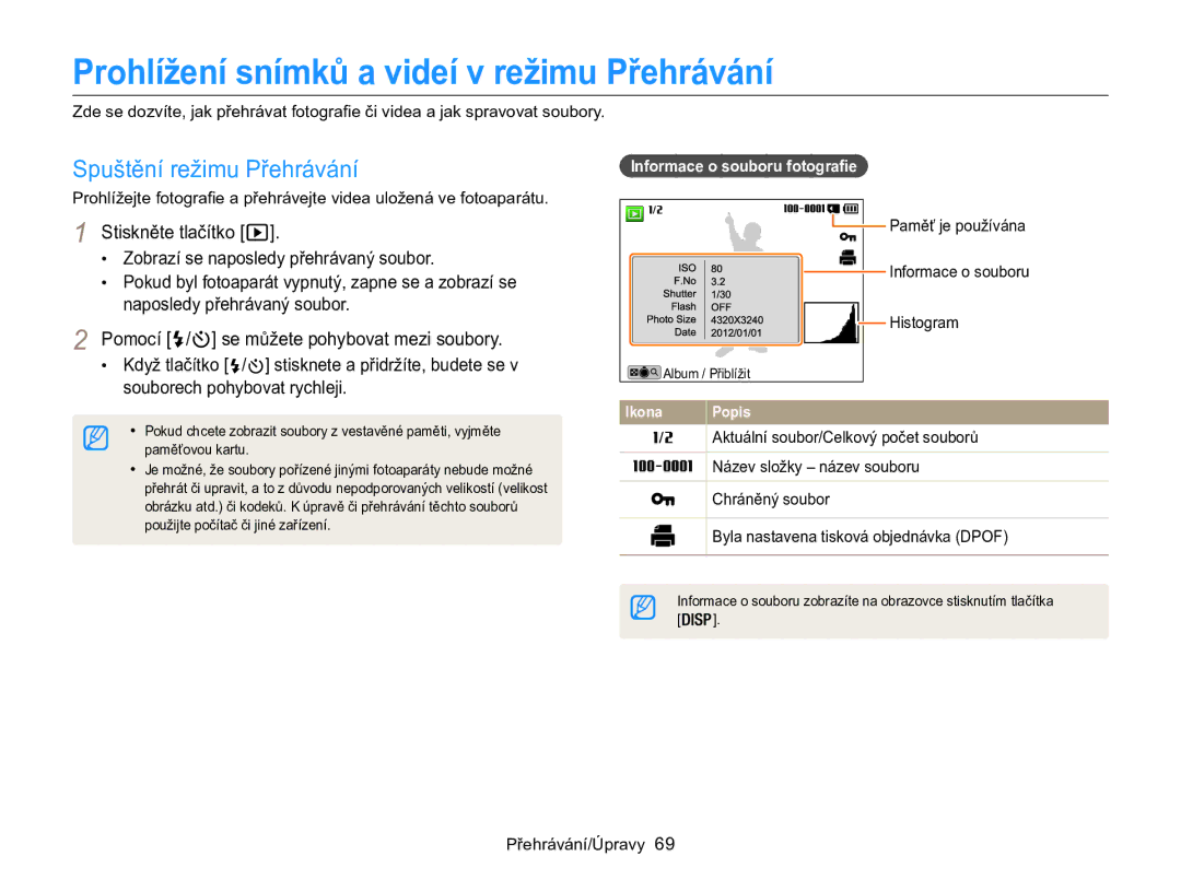 Samsung EC-WB100ZBABE3 manual Prohlížení snímků a videí v režimu Přehrávání, Spuštění režimu Přehrávání, Přehrávání/Úpravy 